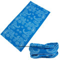 Promotional Microfiber Blue Paisley Printed Multifunctional Seamless Bandannas Buff